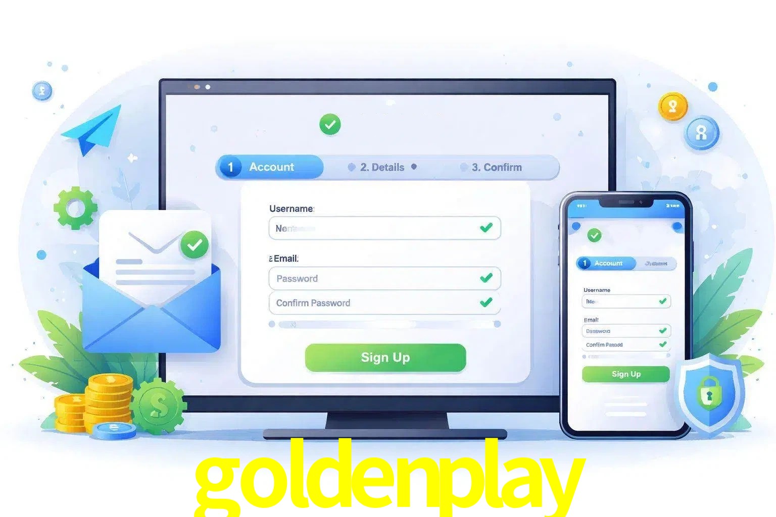 Registro de nuevo usuario y configuración de cuenta goldenplay
